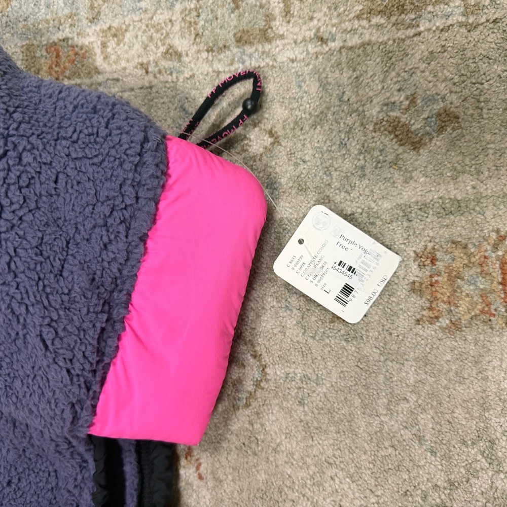 Free People Movement Purple Sherpa Fleece with Bright Pink Trim - Picture 2 of 3